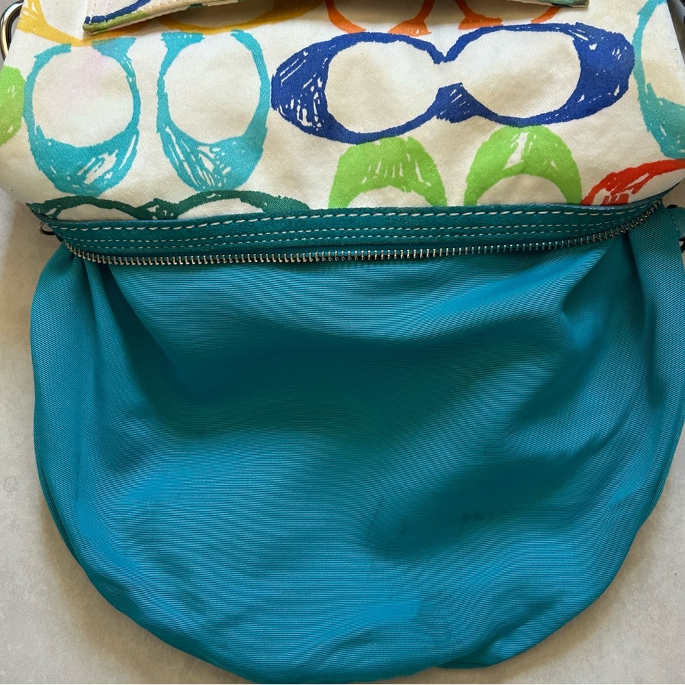 Coach Legacy Scribble Canvas Shoulder Bag with blue leather trim - Picture 9 of 9